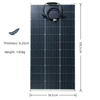 Panneau solaire flexible monocristallin en silicium 125W pour la charge de batterie 12V, panneau photovoltaïque semi-flexible léger en PET pour camping-car, bateau, caravane, fourgonnette, remorque, alimentation hors réseau 4