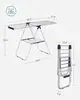 Foldable Clothes Drying Rack - Includes Sock Clips, 2 Height-Adjustable Gullwings, Silver and Blue Design, Perfect for Indoor or 6
