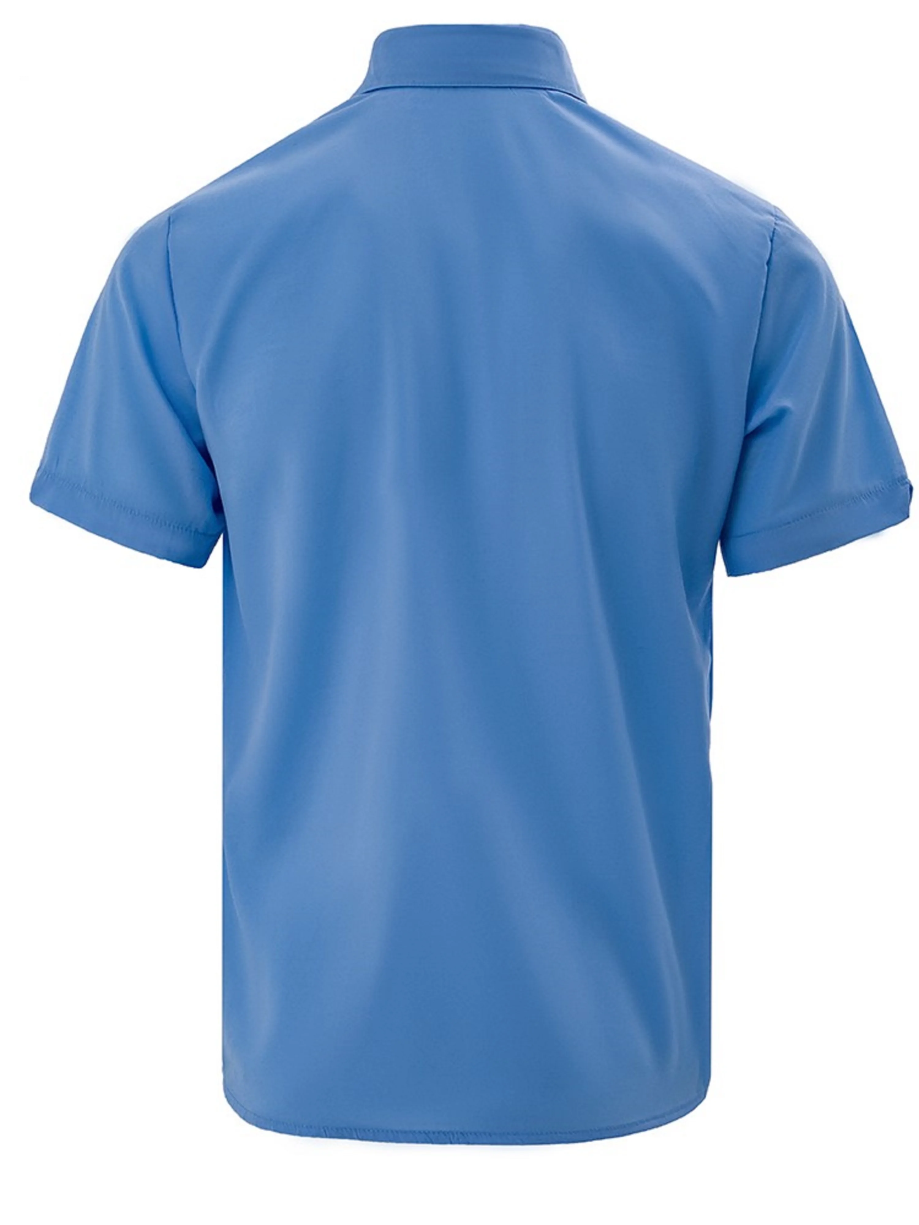 Men's Summer Lapel Solid Short Sleeve Shirt with Two Pockets Casual Button Comfort Cardigan 3