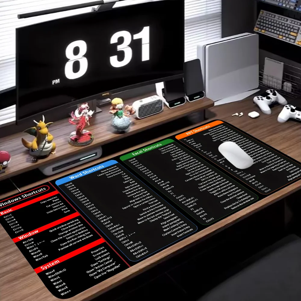 Excel 단축키 마우스 패드 영어 스페인어 프랑스어 한국어 포르투갈어 러시아어를 포함한 사무실용 대형 사무실 책상 매트