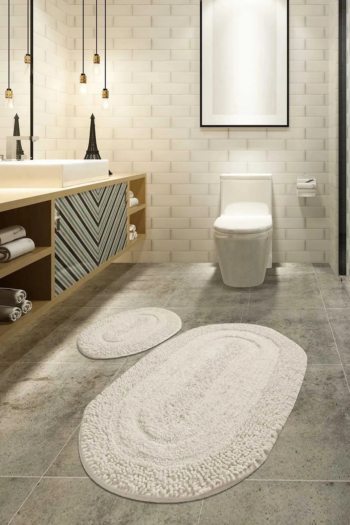 

Macoroni Ecru 2 Pcs Set Bathroom Carpet, Mat 100% Natural Cotton, 100% Quality and You Will Be Absolutely Satisfied