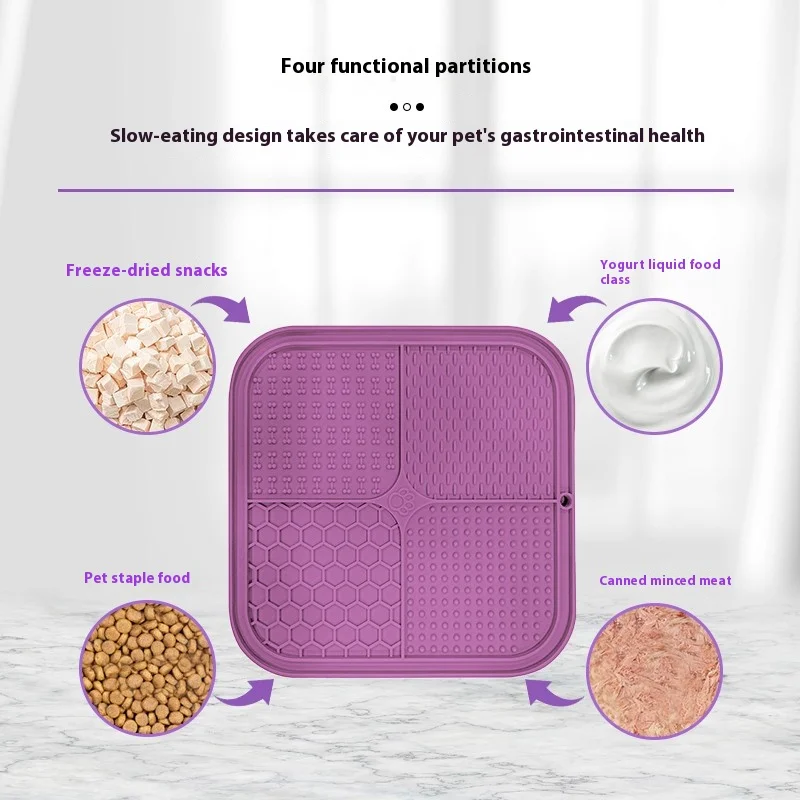 Pet Dog Cat Licking Pad Licking Pad Anti Choking Slow Food Utensils Slow Food Bowl Licking Plate Pet Cat Yogurt Meal Mat 4