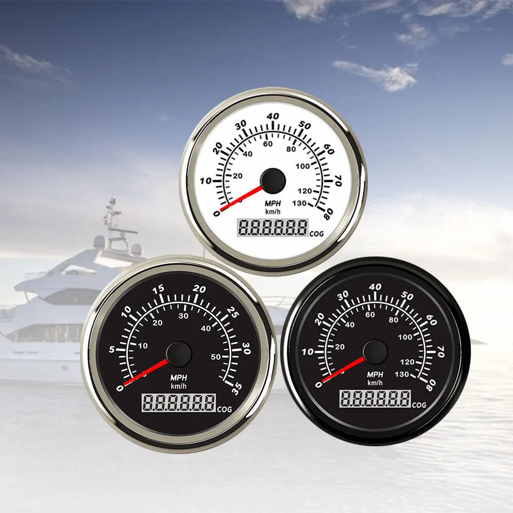 Rhaxel 85mm Boat Gps Speedo Gauge Meter With Cog 35mph 80mph 060km/h 0