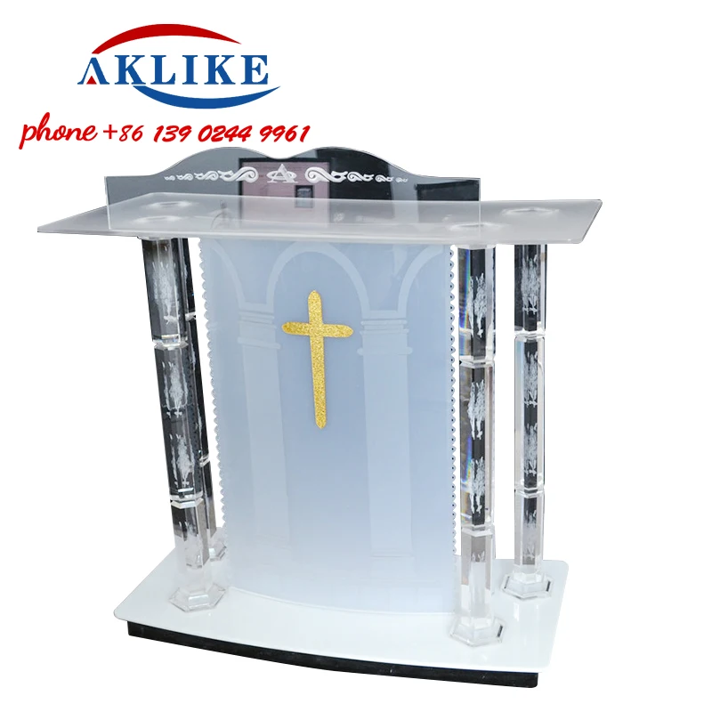 Church Pulpit New Blue Design Podium Crystal Lectern Acrylic Podium Pastor Other Commercial Furniture Lectern