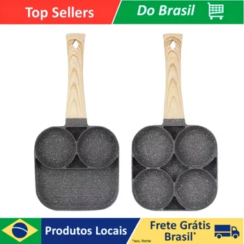 Frigideira Antiaderente com 3 ou 4 Divisórias para Ovos, Bacon, Carne e Frango