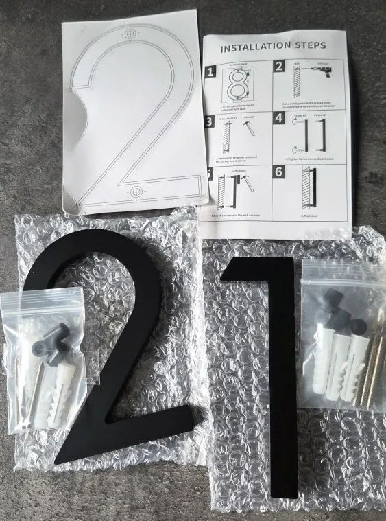 1PC Floating House Number,Modern Letters Door Alphabet,Home Outdoor Black 3D Numbers Address Door Number Plaques for Wall photo review