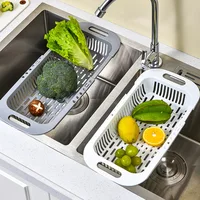 Kitchen Storage Rack Soap Sponge Rack Adjustable Vegetable Drain Basket Sink Rack Retractable Multifunctional Kitchen Tools