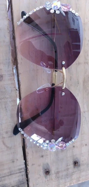 Oversized Rimless Diamond Sunglasses - Women's Vintage Square Eyewear photo review