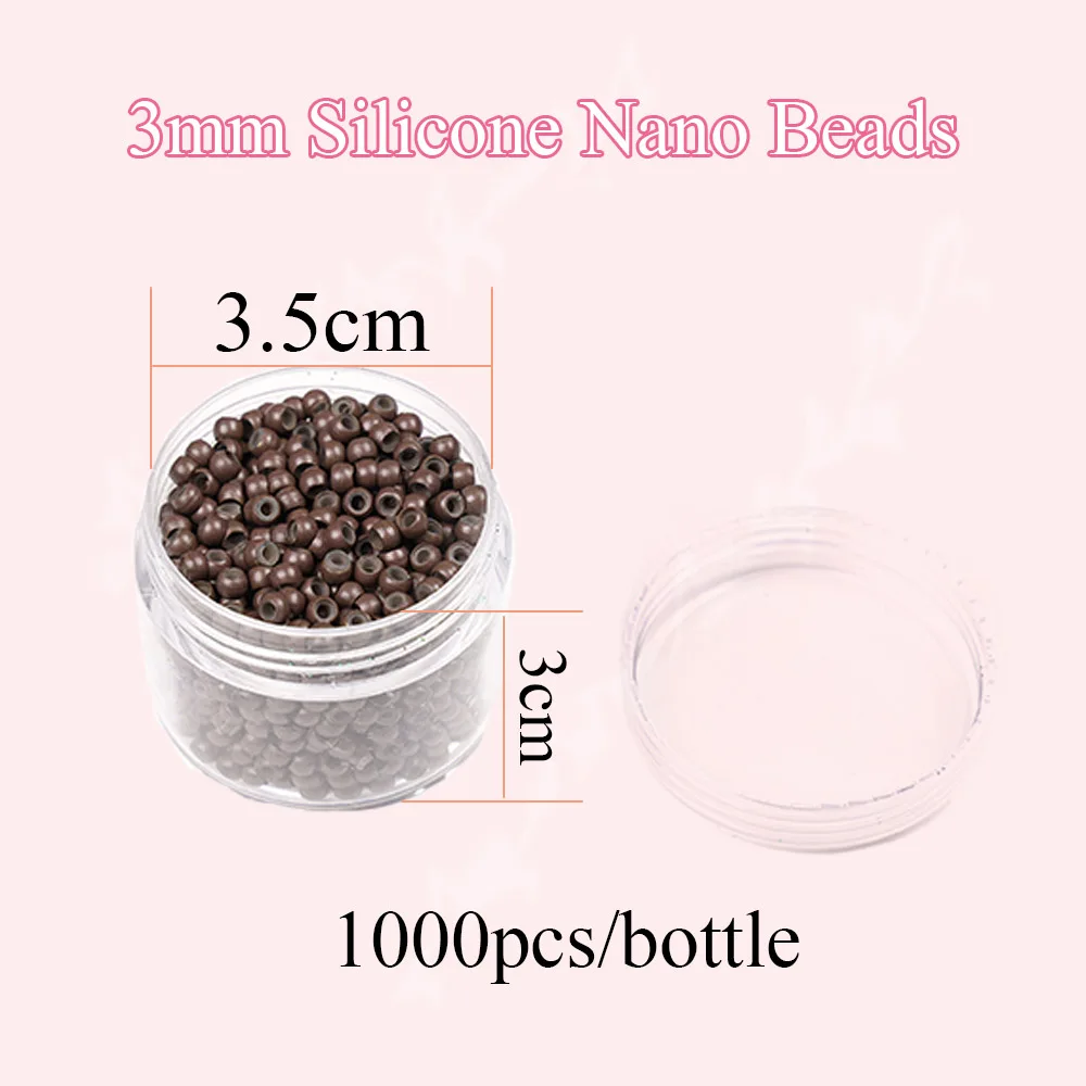 1000개 3mm 나노 실리콘 라이닝 마이크로 링 헤어 익스텐션 비즈 (나노팁 인모 연장용)