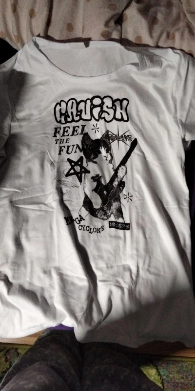 Rocker Cat White T-Shirt photo review