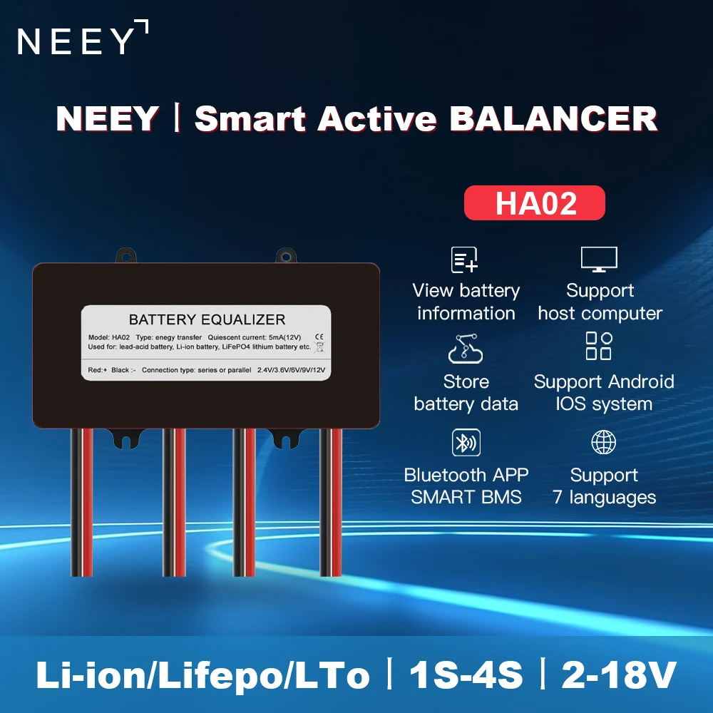 

NEEY 0-5A Active Battery Equalizer for 4 x 12V Batteries Balancer 4S Voltage Lead Acid Li li-ion LiFePO4 Battery