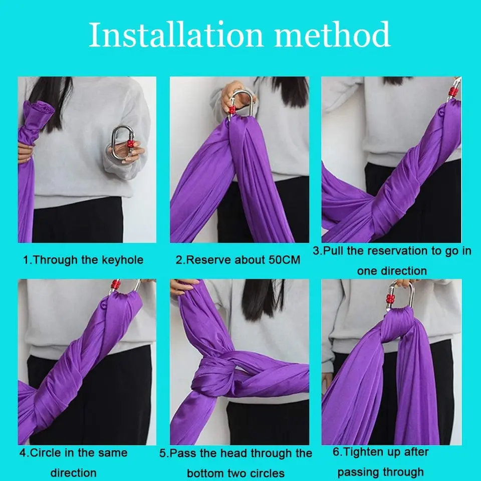 Amaca Aerea Per Yoga E Pilates - 5m Elasticizzata, Con Moschettoni E Catena - Foto 8