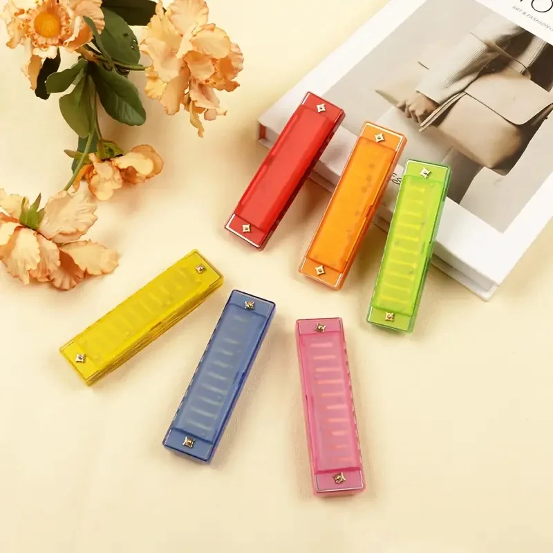 Harmonica Key of C 10 Hole Diatonic Translucent Harmonica C with Case for Beginner Students Kids Gift with Case
