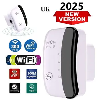 WiFi Signal Extender Range Repeater Booster 300Mbps Wireless Internet Wi-Fi Signal Amplifier Network Enhancer UK Plug for PC Hom
