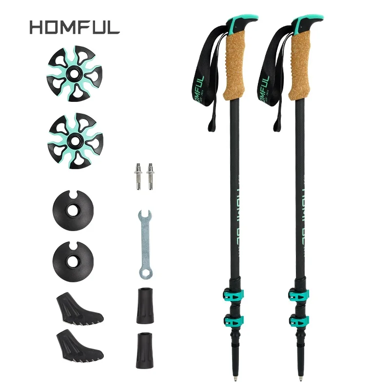 Homful Trekking poles 195g/pc carbon fiber Collapsible Telescopic