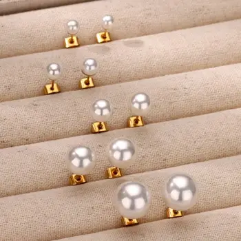 Tiny Imitation Pearl Stud Earrings Stainless Steel Minimalist Stacking Earrings Gold Color Piercing Jewelry Wedding Gift