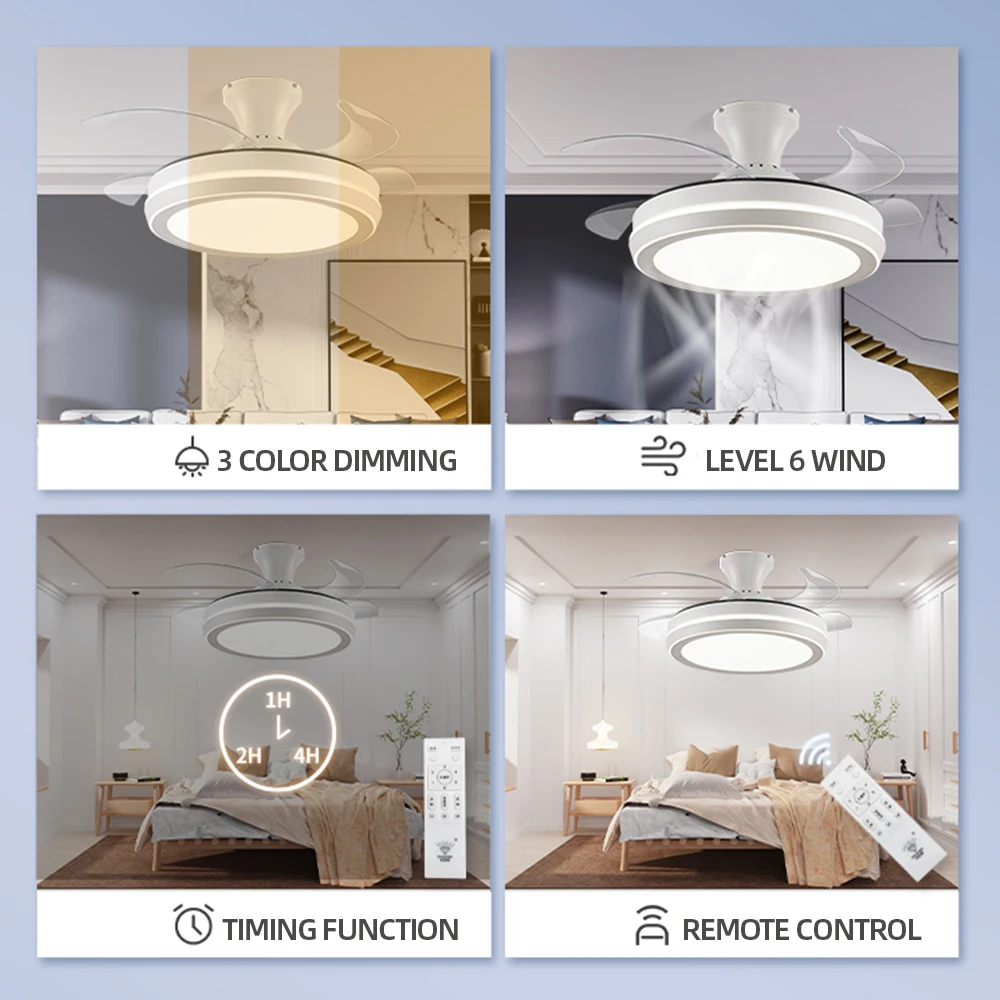 IRALAN  Household Electric ceiling led light fan silent invisible blade Lamps for room living room dining room study kitchen 4