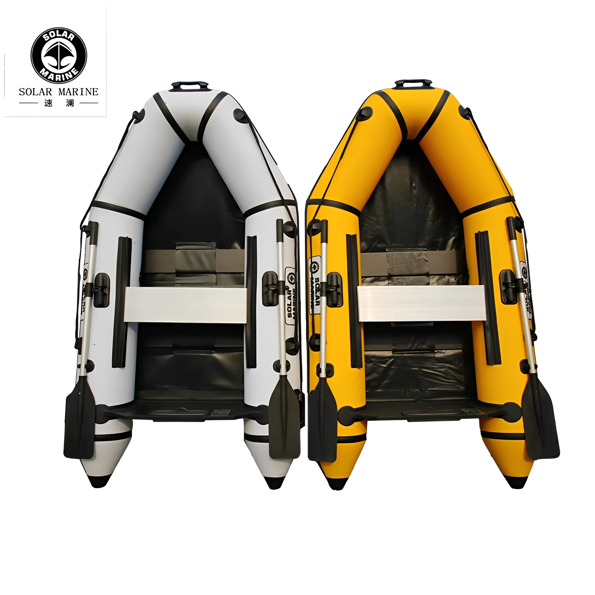SolarMarine-PVC Inflatable Assault Boat, Speed Kayak, Dinghy Canoe with Wooden Floor Accessories, , 3 Person, 0.9mm