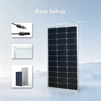 Panneau solaire en verre trempé 100W, modules PV portables à haute efficacité, 100 watts, étanches, pour batteries 12V, caravane, camping-car, bateau, yacht, marine, toit de maison. 2