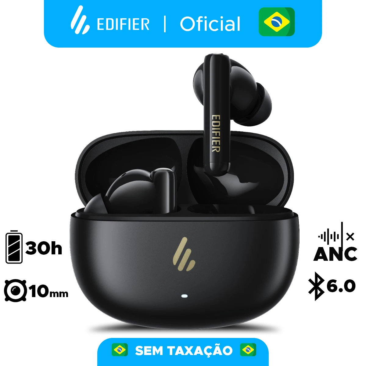 Fone TWS Bluetooth 6.0, Bateria 48, Cancelamento de ruído, Microfones com IA EDIFIER X5 PRO v25