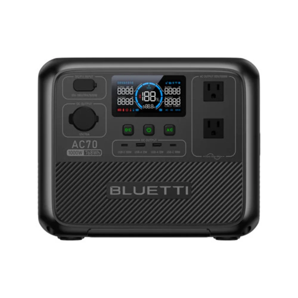 【US Plug】BLUETTI Portable Power Station AC70 with 120W Solar Panel, 768Wh 1000 Solar Generator LiFePO4 Backup Power for Camping 4