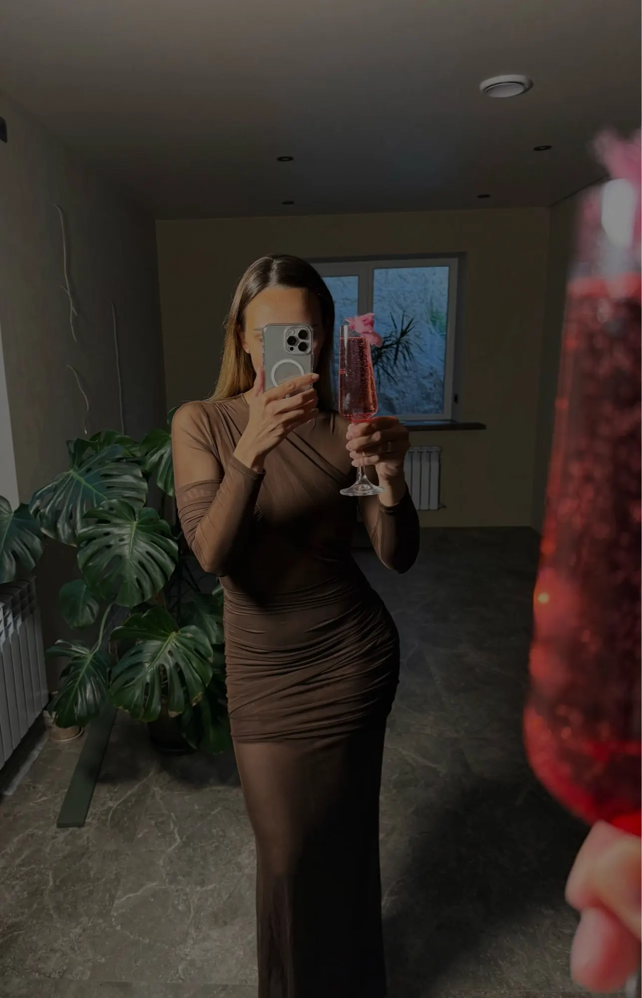 Sophisticated Long Sleeve Bodycon Dress with Mesh Patchwork photo review