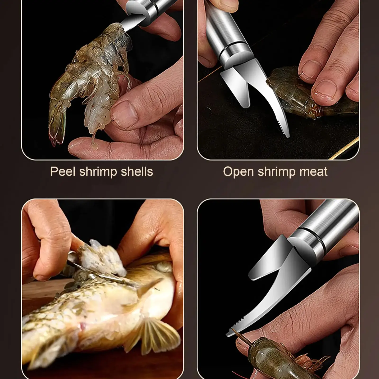Mulitifunctional Stainless Steel Shrimp Peeler Easy to Use Cutting Shrimp Line Fish Knife Scraping Digging Fish Scale Knife