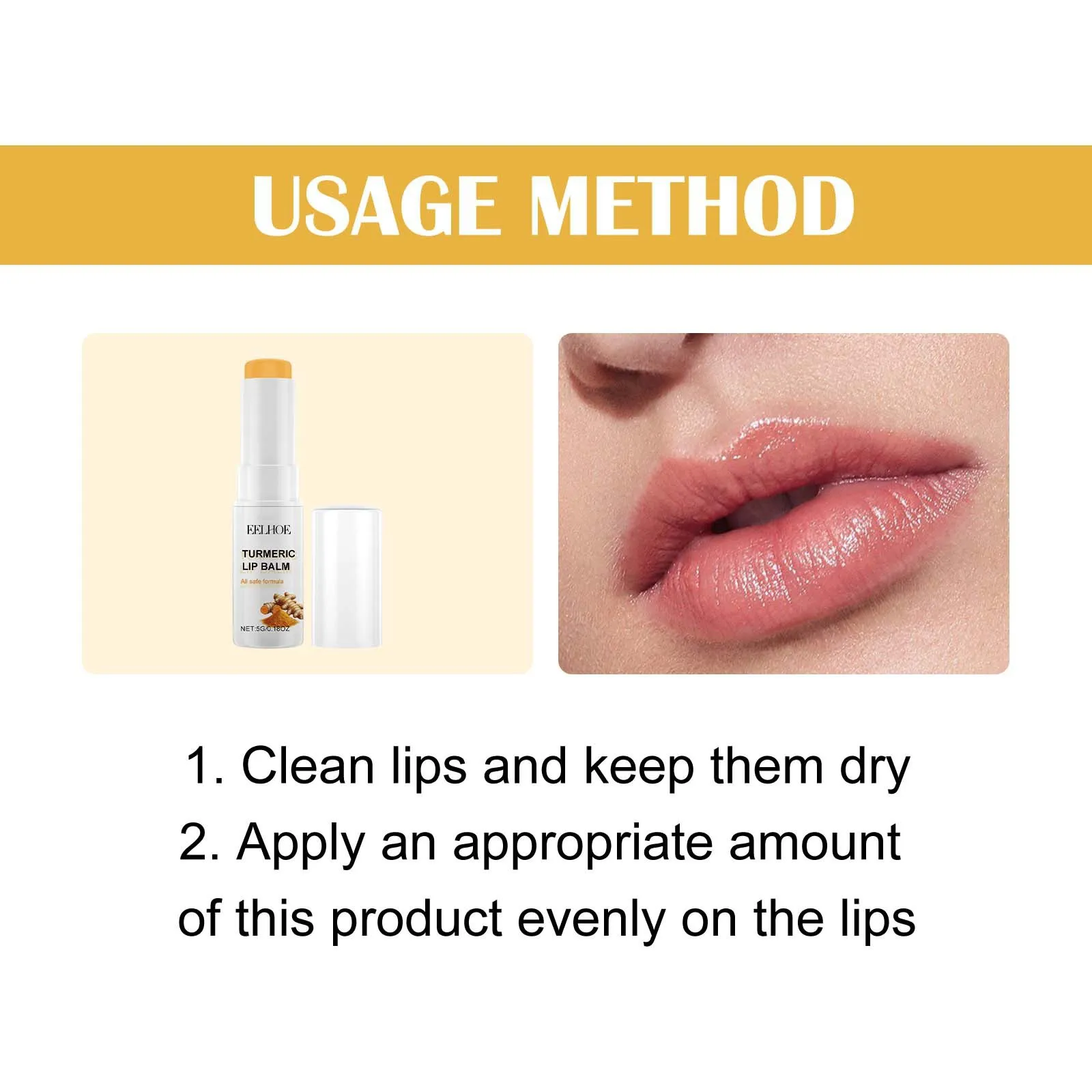 EELHOE Lip Balm for Turmeric Dark Pigmentation Remover Reduce Fine L-Ines Lightening Melanin Lip Gloss Long Lasting Cosmetics 5g 6