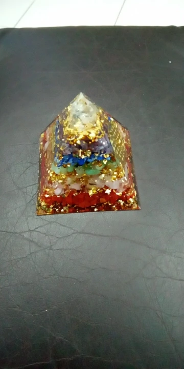 Unlimited Crystal® 7 Chakra Orgonite Pyramid for Healing & Protection Energy