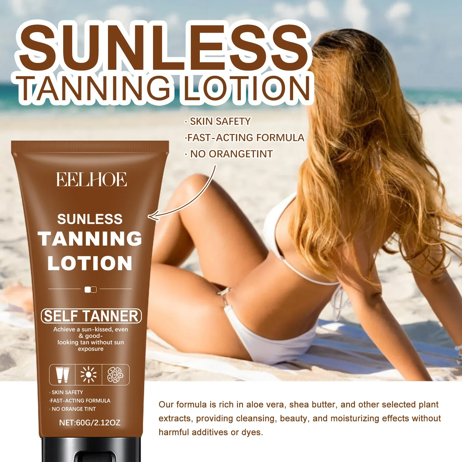 EELHOE Self Tanner Lotion Tanning Cream Sunbed Accelerator