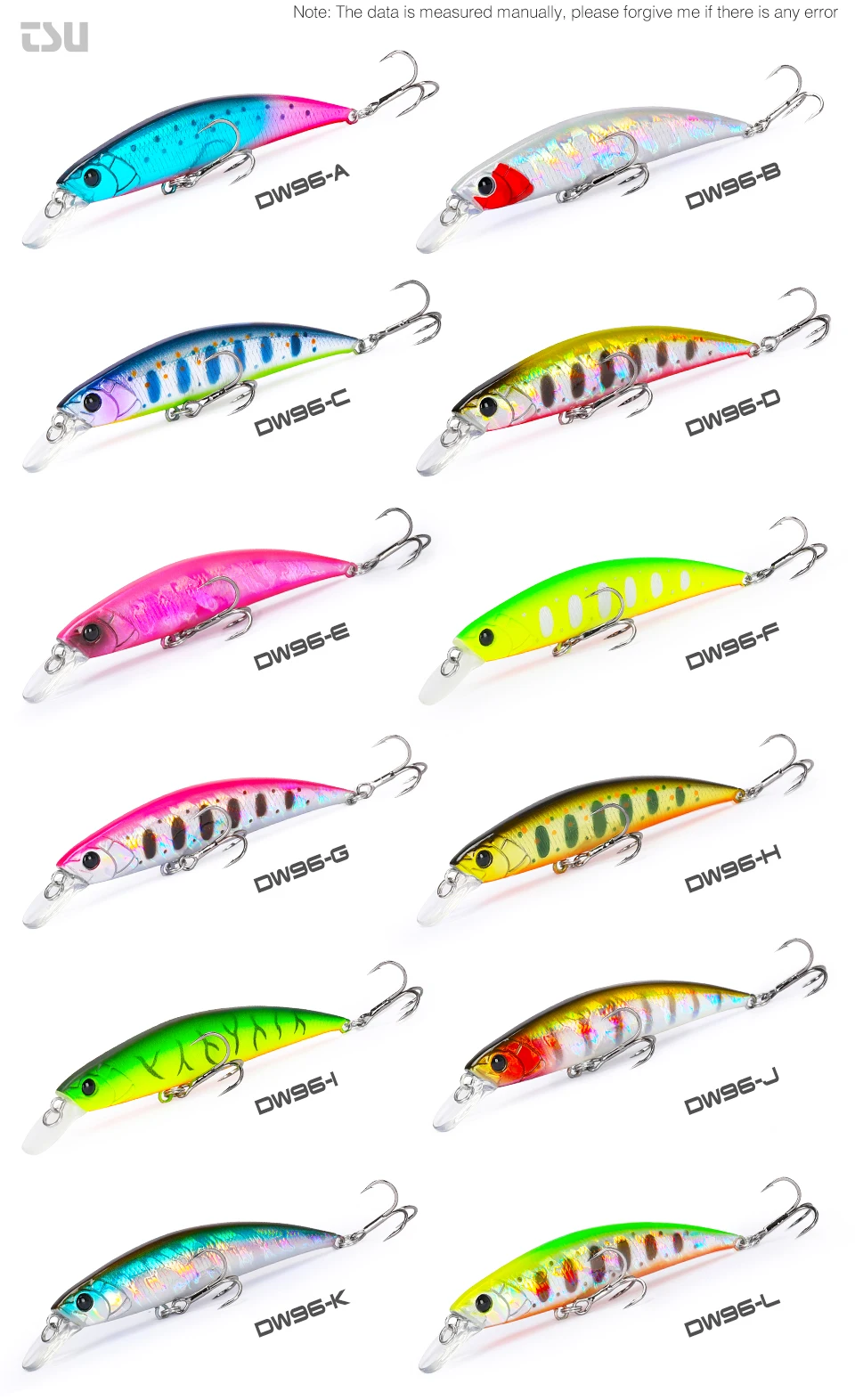 TSURINOYA 80S 12g Sinking Minnow Angelköder DW96 8cm Große Forelle Hecht Rockfish Harter Köder Jerkbait Süßwasser Salzwasser Wobbler – Detail 5