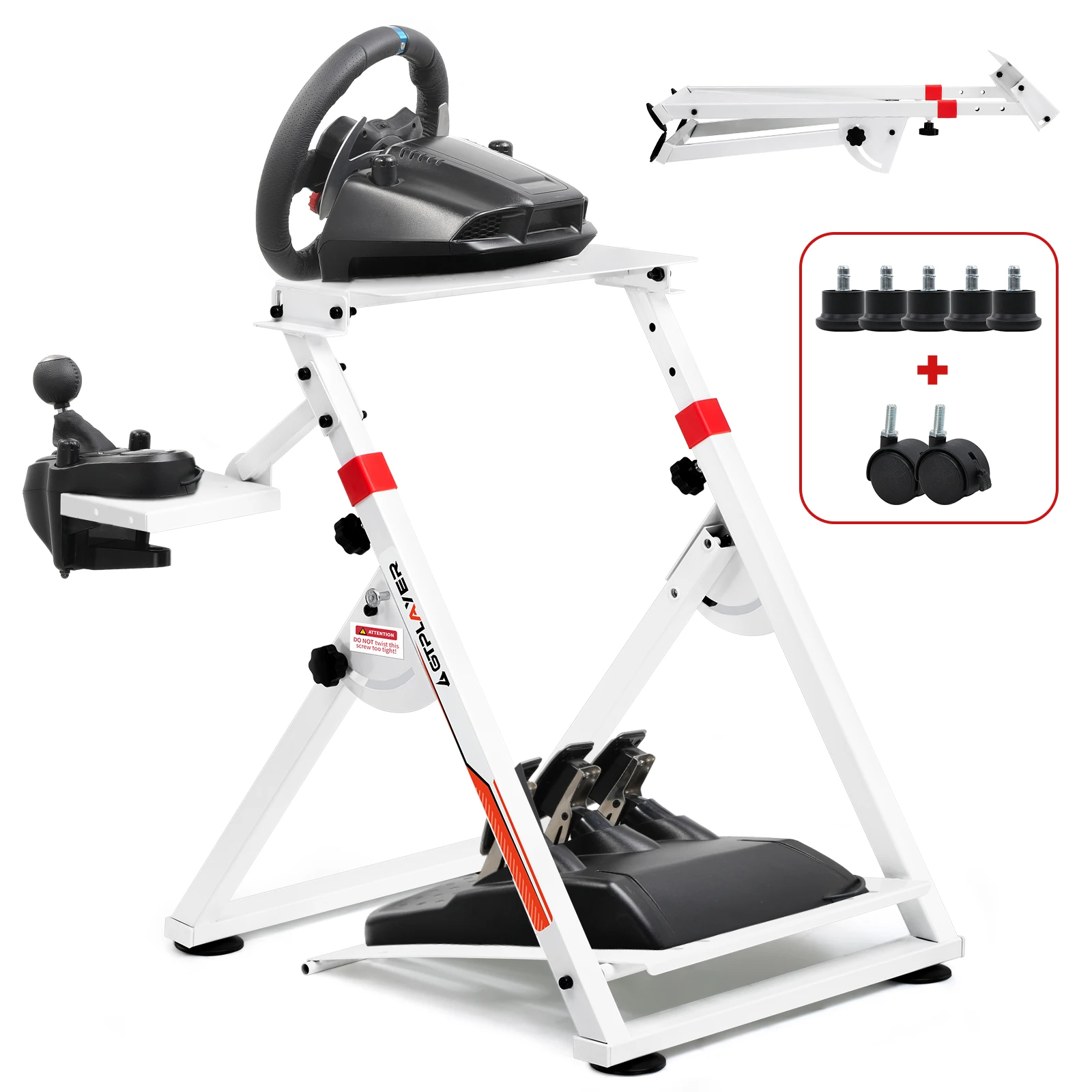 GTPLAYER Lenkradständer für Lenkrad Gaming Wheel Stand mit V1 V2 Schalthebelhalterung Neigungsverstellbares Gestell PS4 Xbox PC – Detail 8
