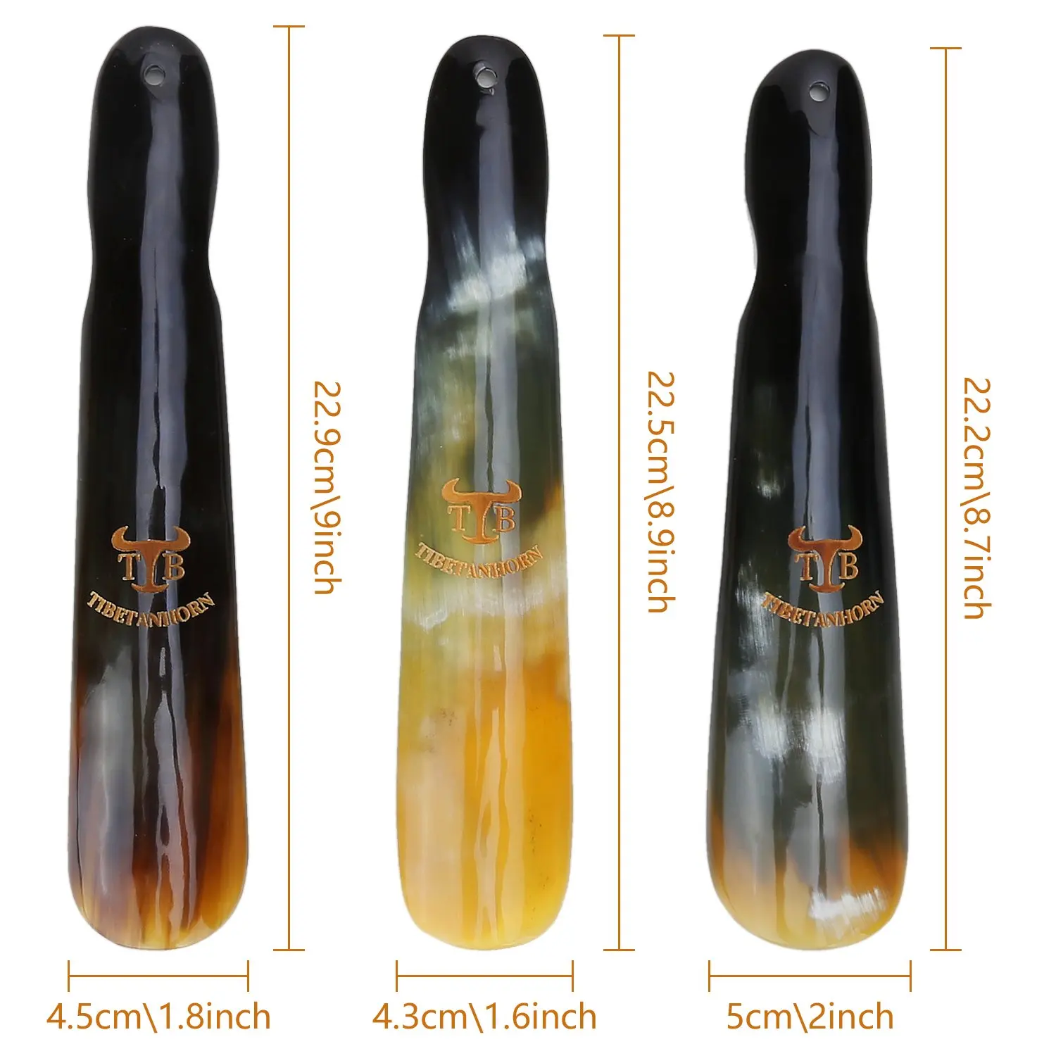 Natural Tibetan Yak Horn Shoe Horn - Handcrafted, 8.7" to 9.4", Portable Travel Size, Perfect for Men, Women, or Kids, Durable a 3