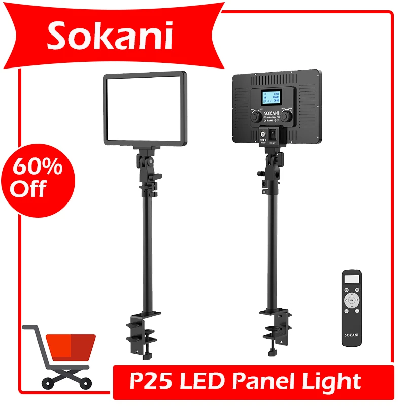 Sokani P25 LED Panel Light Dimmable 2800K 8000K Fill Lamp Photography