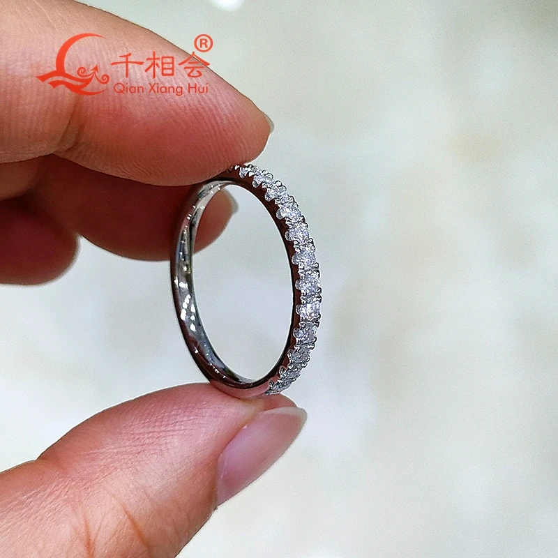 2mm Moissanite half  Eternity Ring Band 925 Sterling Silver D Color VVS Round Moissanite Diamond Rose Gold Plated Ring Jewelry 2mm french pave ring white round moissanite full eternity ring band 925 sterling silver diamond engagement datting jewelry