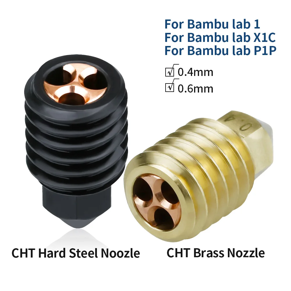 High Flow Cht Nozzle for Bambu Lab X1/ X1 Carbon 500℃ Hard Steel Nozzles Hot End Fit Bamboo