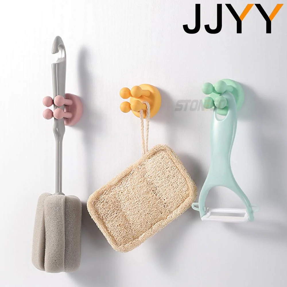 Description Picture 6 of itemJJYY Silicone Hook Razor Holder Self Adhesive Toothbrush Key Towel Hanger Bathroom Wall Organizer Kitchen Utensil Storage Rack