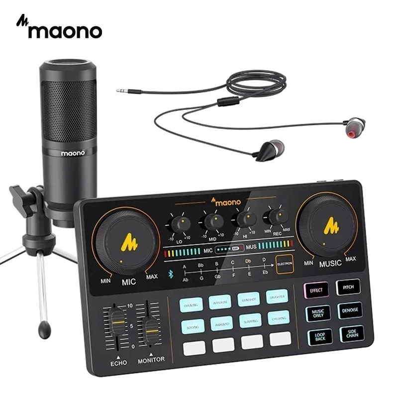 MAONO Lydkort Audio Interface CASTER LITE AM200-S1 Condenser Mikrofon Mikser Sett