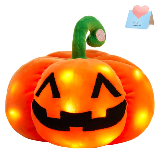 Halloween Pumpkins Light-up Plush Pillows Luminous Halloween Gift for Girls Soft PP Cotton Glowing Stuffed Animals Toy Kids