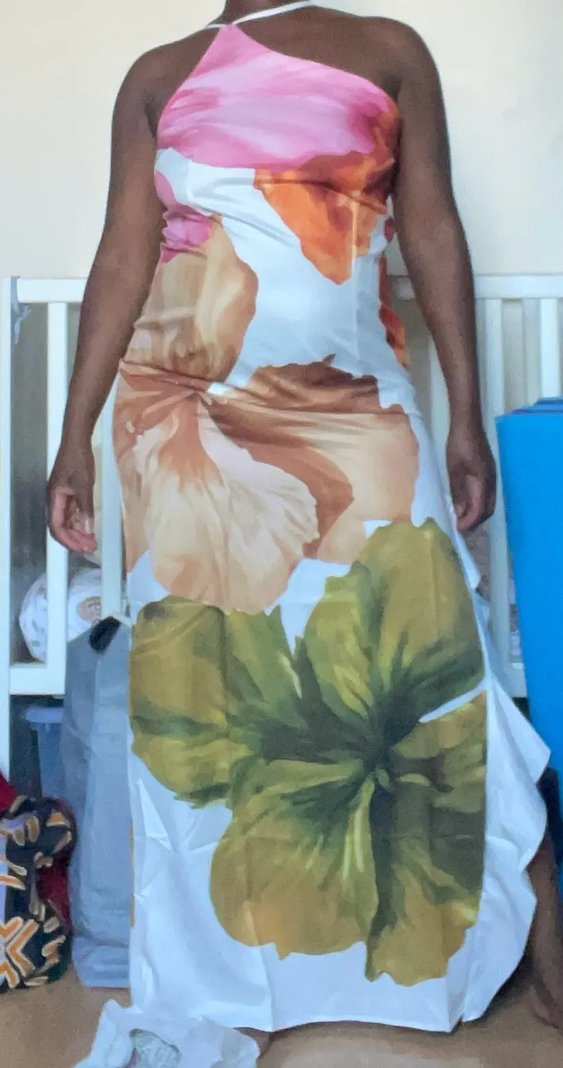 Women's Printed One Shoulder Maxi Gown photo review