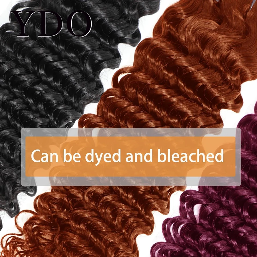 12A Extension per capelli brasiliani Deep Wave, ricci, vergini, a doppia trama, 3/4 pezzi, Remy Hair - immagine 4