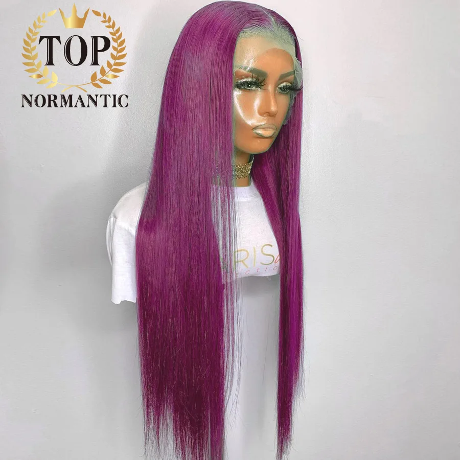 Topnormantic Morogva Rózsi színe 13x6 csipkével wigs vel Közép Rész 13x4 egyenesen haja Áttetsző csipkével Paróka 4x4 Bekapcsolás glueless wigs