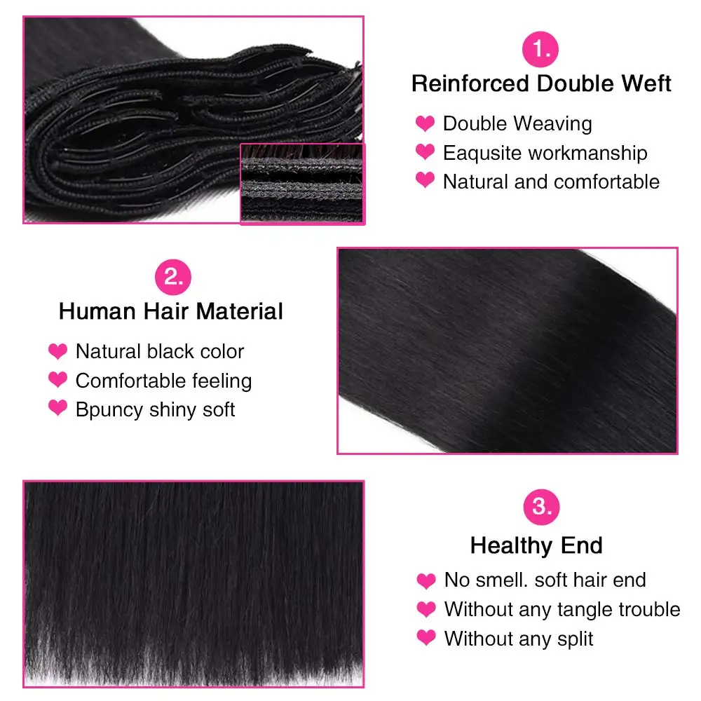 Hair Extensions Clip In Human Hair 120G Straight 16-26 Inch 8Pcs/Sets