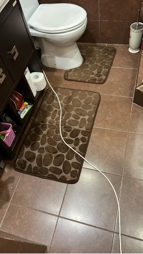 Set of 3 Bathroom Bath Mat Set Soft Non Slip 2PCS Cobblestone Mat Bathroom Rug Absorbent Shower Carpets Toilet Lid Cover Floor photo review