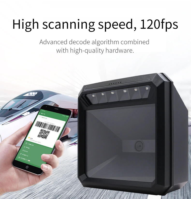handsfree scanner de código de barras qr omnidirecional desktop leitor de código de barras preto