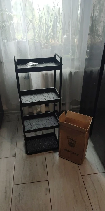 Plastic Rolling Utility Cart with Handle Storage Trolley for Office, Living Room, Kitchen, Movable Storage Organizer with Wheel photo review