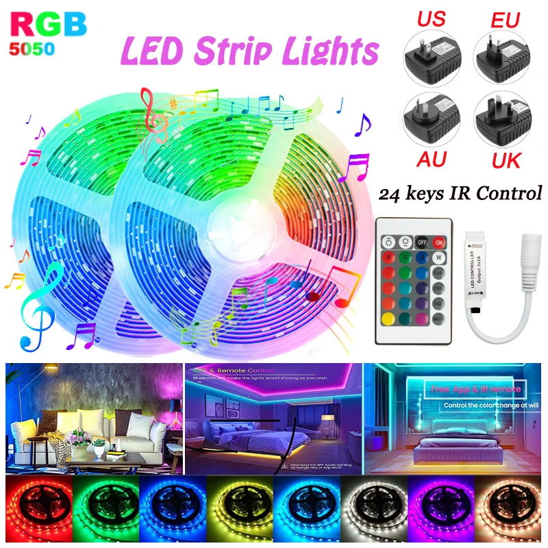 LED Strips Infrared Control with 24keys SMD5050 LED Ice Light Flexible Diode Ribbon For Room Decoration TV BackLight Luces LED