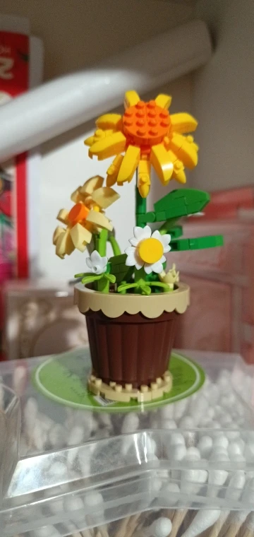 1PC Mini Succulent Flower Pot Building Blocks Simulation Flower Assembling Brick Model Kids Toys photo review