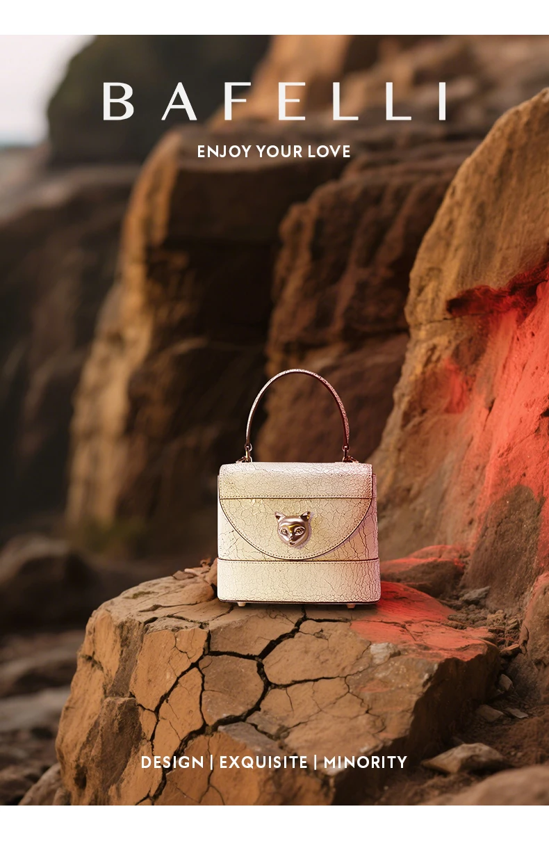 Side view showing structured mini bag shape
