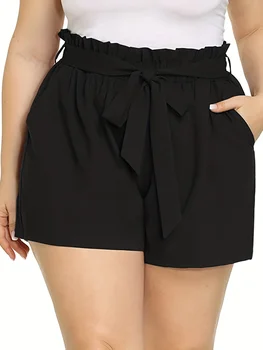 Summer Women's Plus Size Sports Style Tie Drawstring Fashion Design Sports Shorts 1